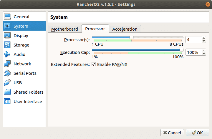 Oracle VM CPU settings